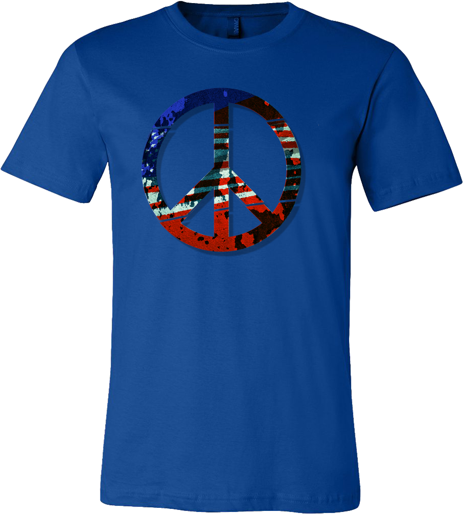 Big Peace Sign Vintage American Flag T Shirt - Marathon Runner T Shirt (1000x1000), Png Download