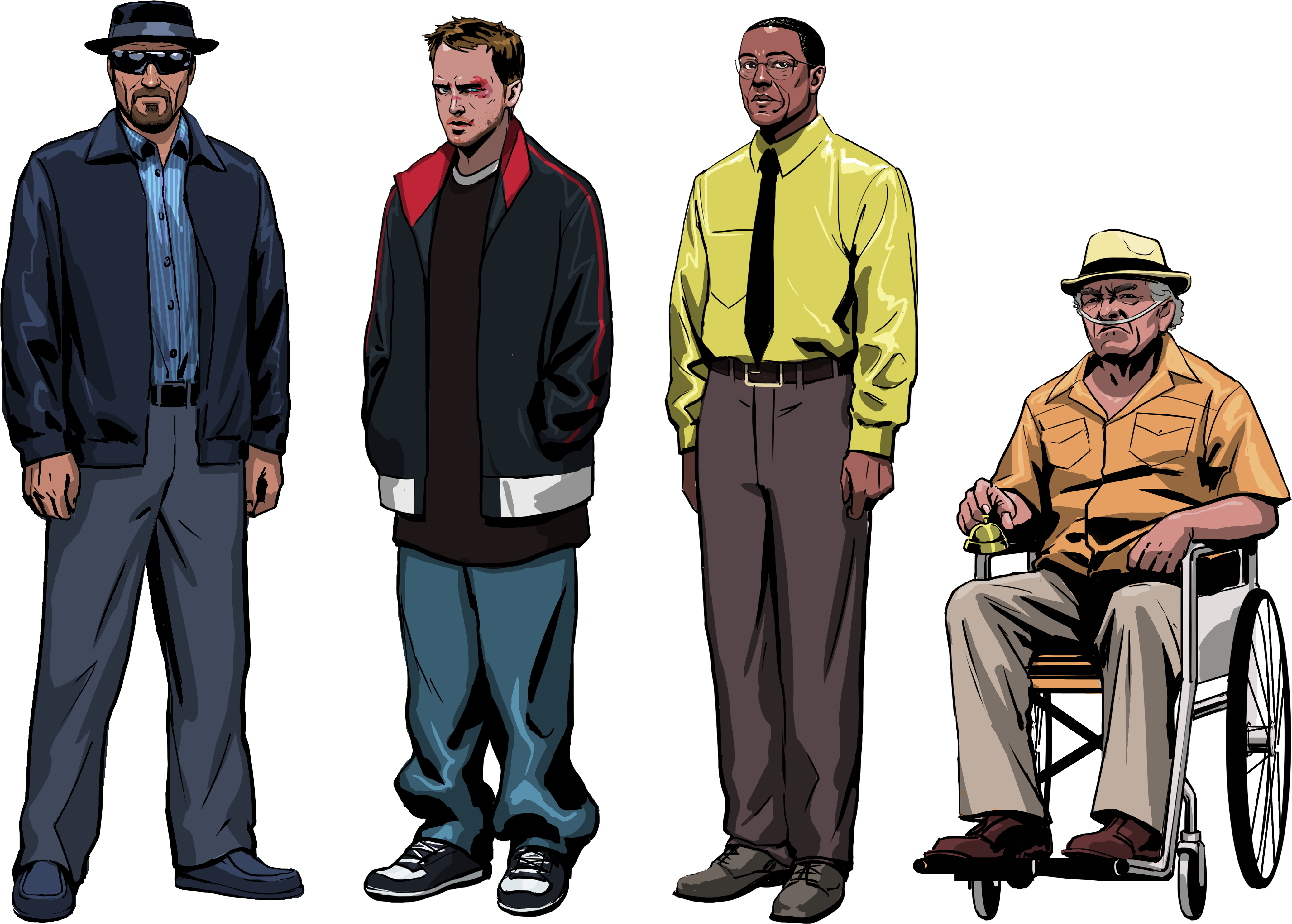 Walter White, Jesse Pinkman, Gus Fring, And Hector - Wheelchair (5000x3235), Png Download