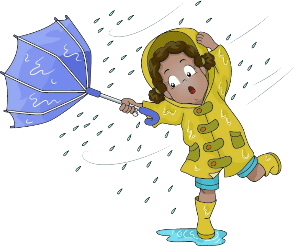 Rain Images Cartoon - Umbrella And Wind Clipart (1000x837), Png Download