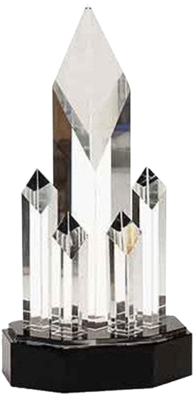 11" Clear Crystal 5 Rising Diamonds On Black Pedestal - Diamond (600x600), Png Download