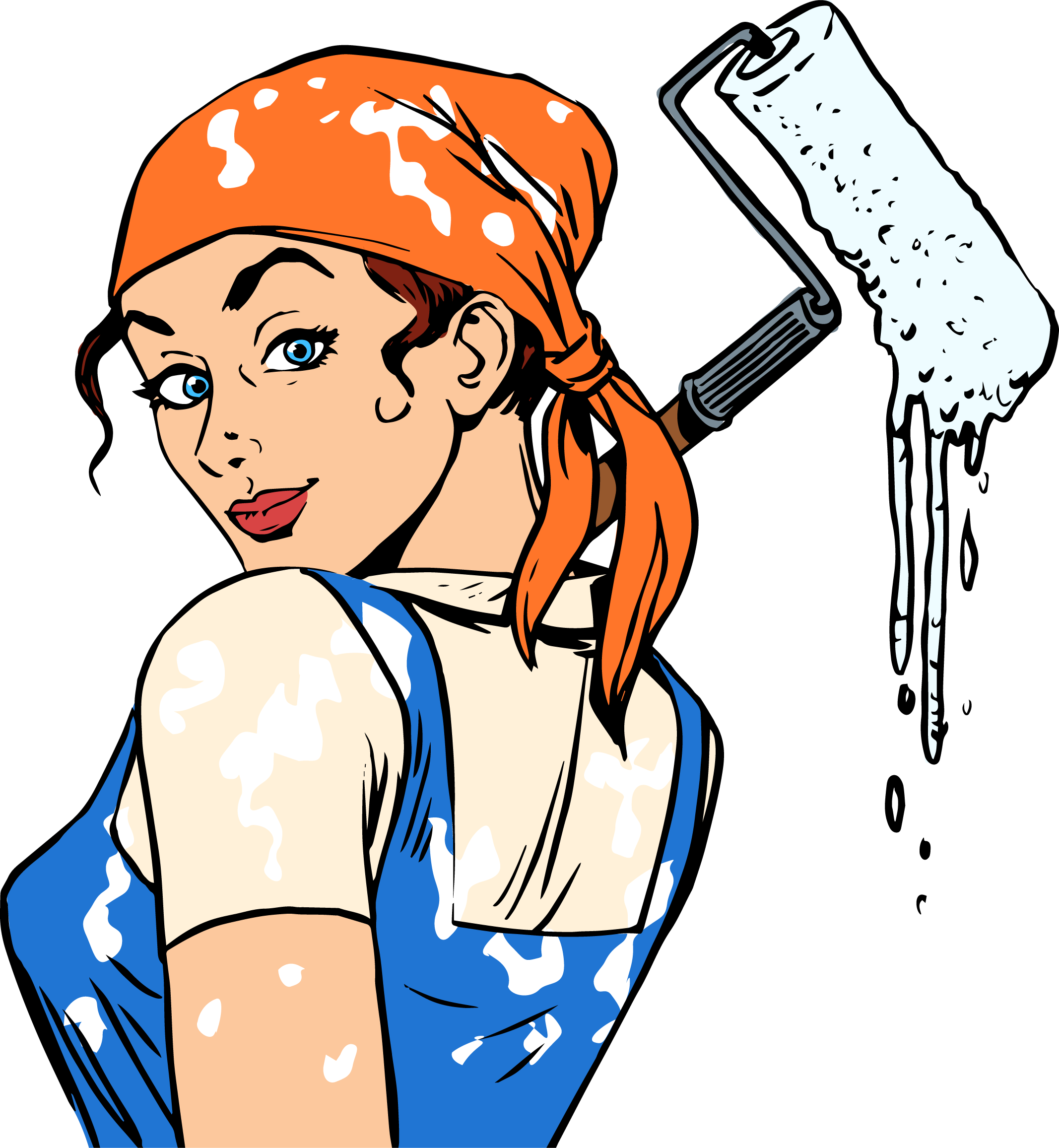 19 Painter Clipart Female Painter Huge Freebie Download - Woman Painting House Cartoon (2134x2313), Png Download