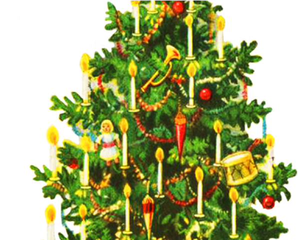 Christmas Tree Clipart Old Fashioned - Public Domain Vintage Christmas Card (640x480), Png Download