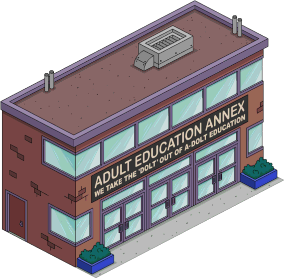 Adult Education Annex Tapped Out - Adult Education Center Simpsons (572x560), Png Download