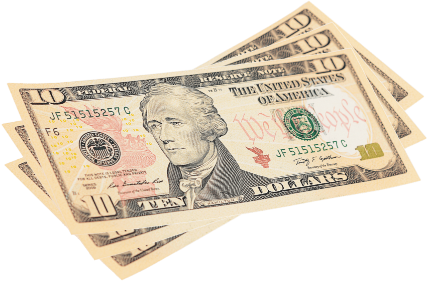 Free Png Download 10 Dollar Bill Png Images Background - 10 Dollar Bill (850x561), Png Download