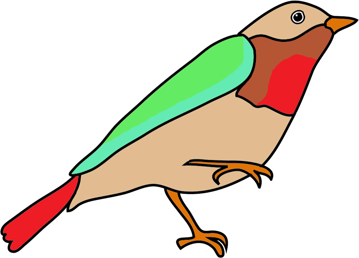Dendroica Colored Fantasy Colors - Bird Drawing With Color (1181x852), Png Download