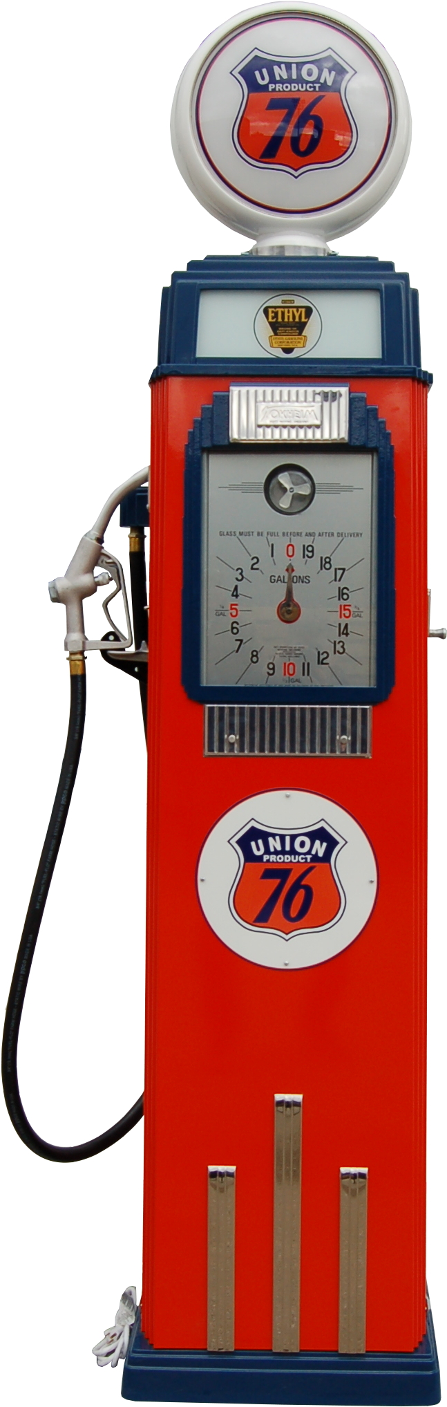Tokheim 36b Clock Face Pump- Orange & Blue - Gas Pump (838x2169), Png Download