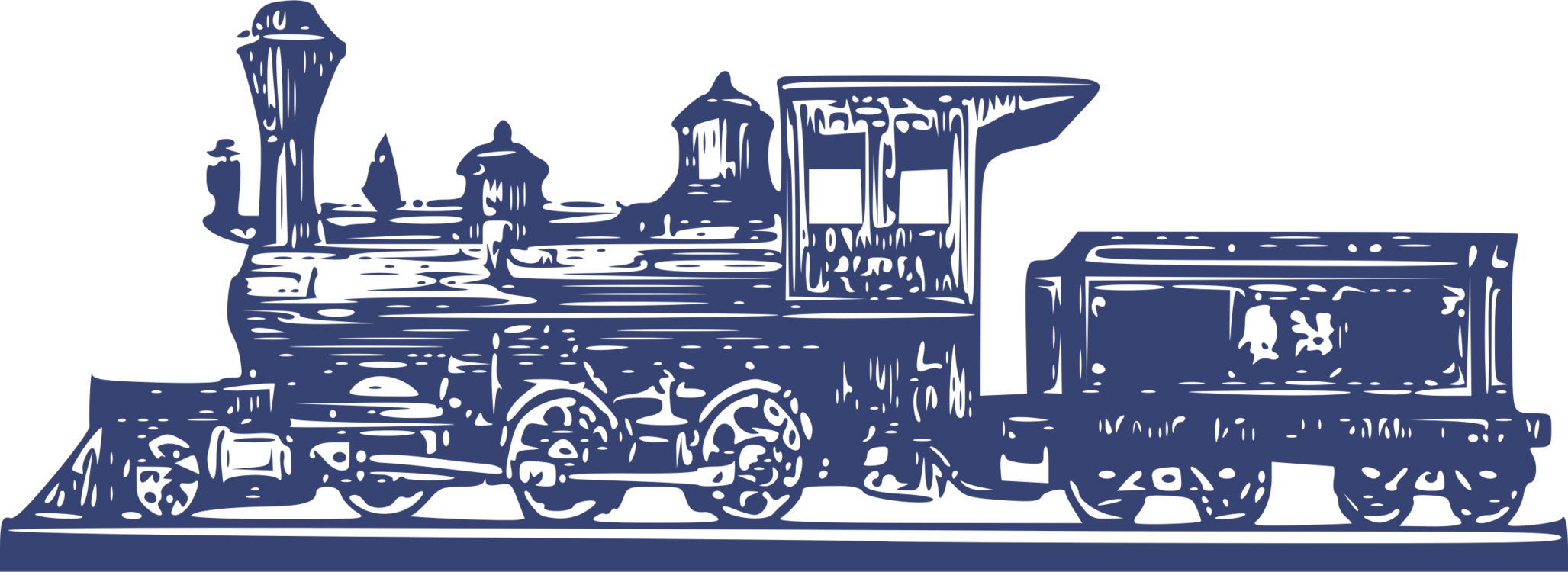 Train Rail Transport Steam Engine Steam Locomotive - Steam Train Clip Art Blue (2055x750), Png Download