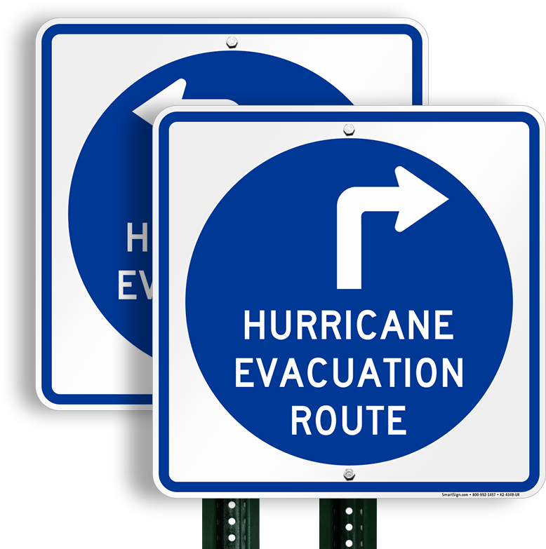 Hurricane Evacuation Route Upper Right Arrow Sign - Hurricane Evacuation Route Sign (800x800), Png Download