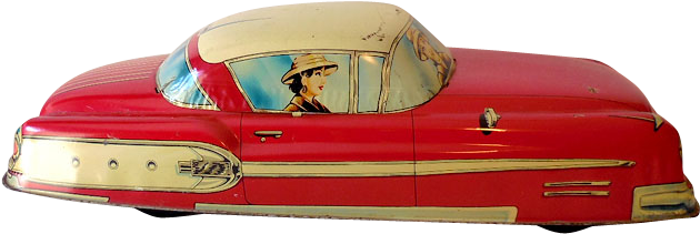 Giant Rare 20 Inch Marx Tin Litho Family Sedan Toy - Convertible (629x629), Png Download