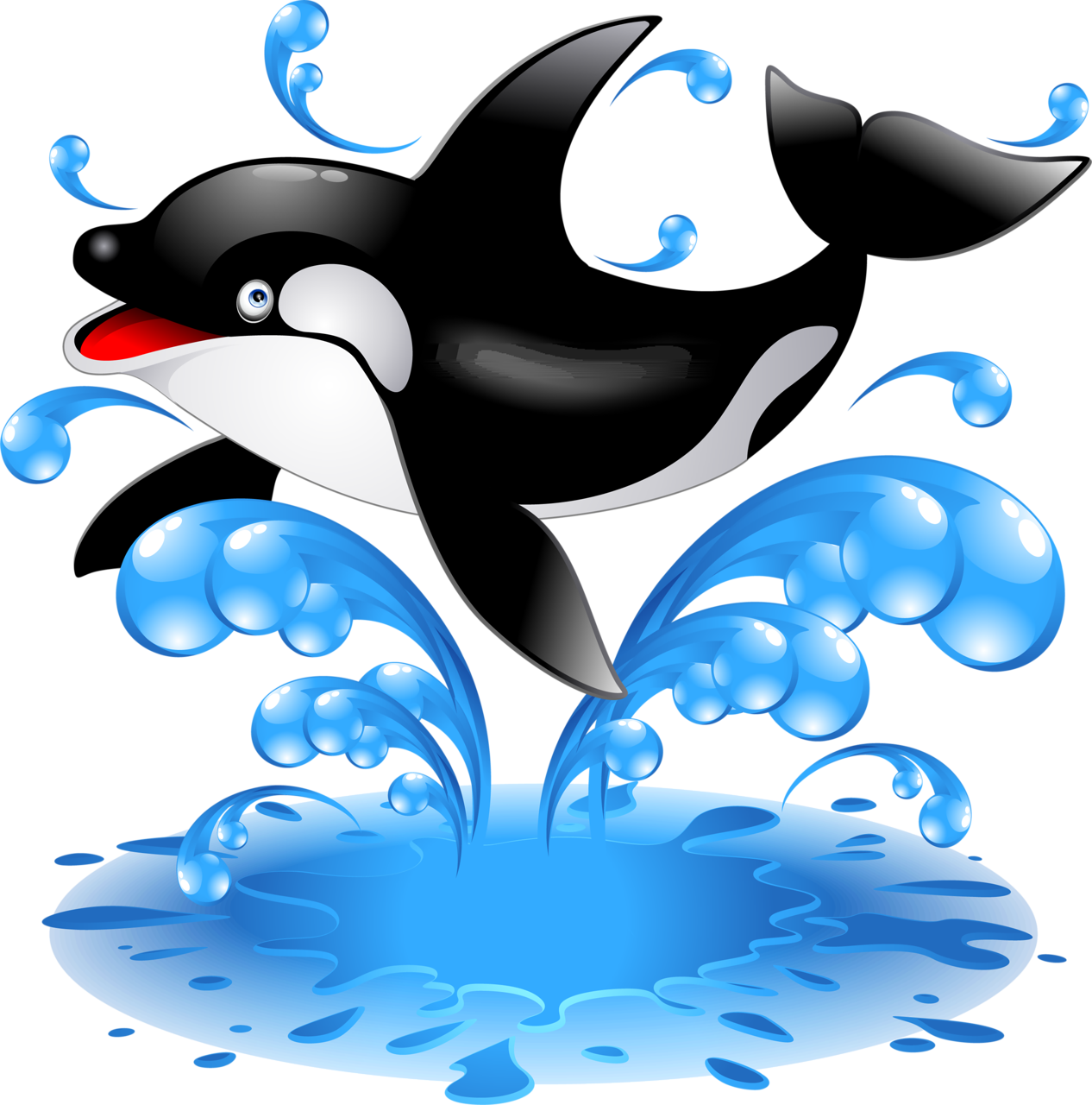 Killer Whale Png - Jumping Whale Cartoon (1266x1280), Png Download