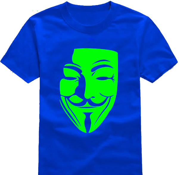 Glowing Guy Blue T-shirt - Guy Fawkes Mask Cartoon (700x595), Png Download