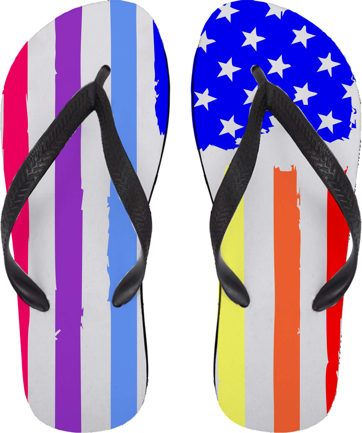 Rainbow Usa Flag Flip Flops - Flip-flops (1433x1714), Png Download