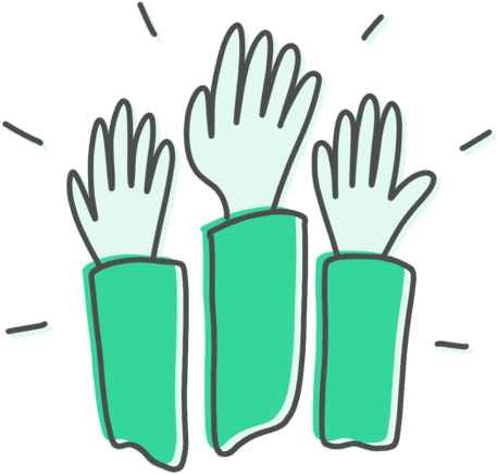 Hands Raised - Illustration (1000x461), Png Download
