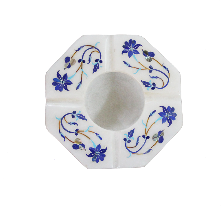 Marble Inlay Ashtray - Blue And White Porcelain (800x800), Png Download