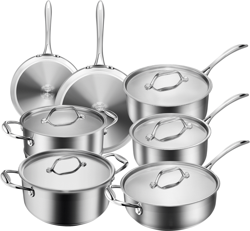 Dealz Frenzy Multiclad Pro Cookware Set,classic Pots - Sauté Pan (1024x1024), Png Download