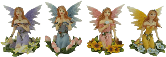 Fairy Sitting On A Flower Bed Set - Figurine (555x555), Png Download