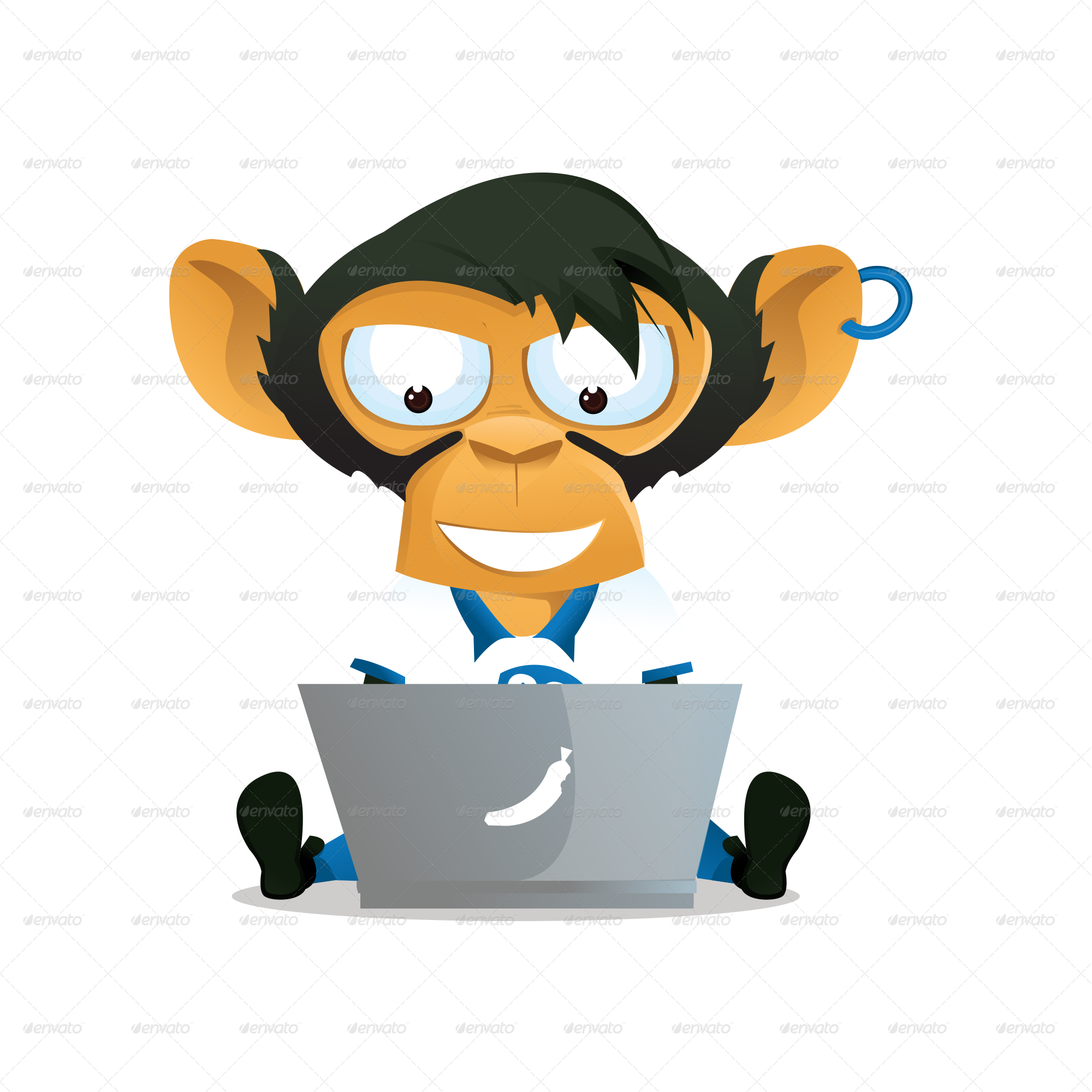 Computer Blue - Cartoon (2000x2000), Png Download