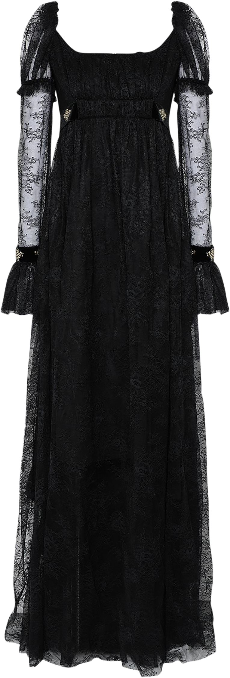 Long Lace Dress With Velvet Inserts - Gown (2500x3188), Png Download