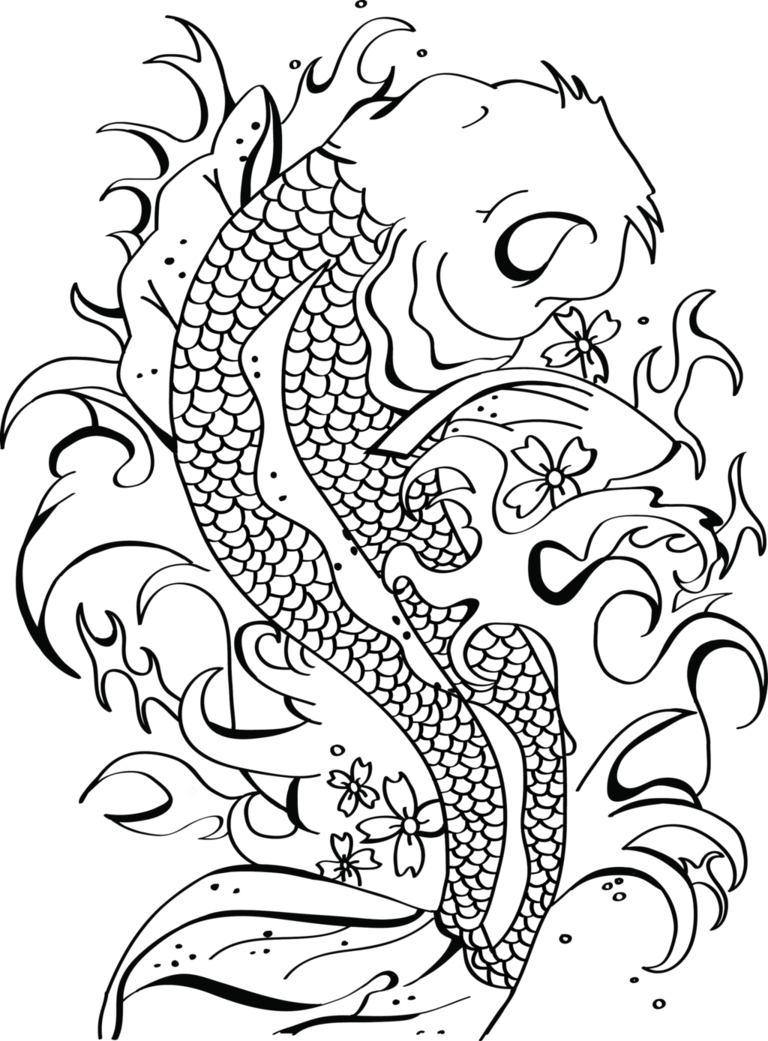 Koi Black And White (768x1041), Png Download