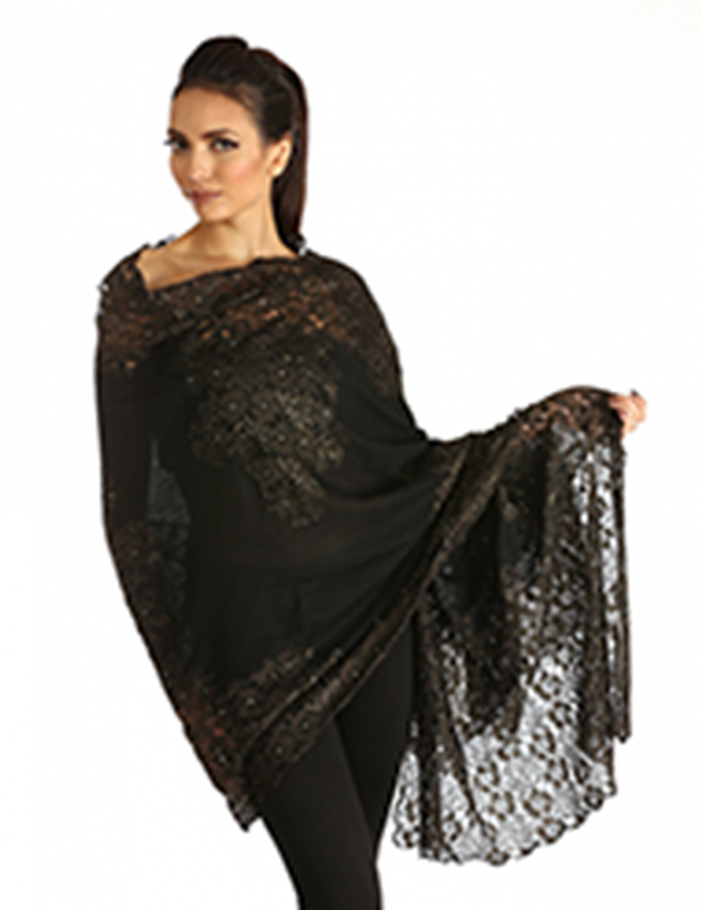 Black Floral Lace Shawl (1000x1000), Png Download