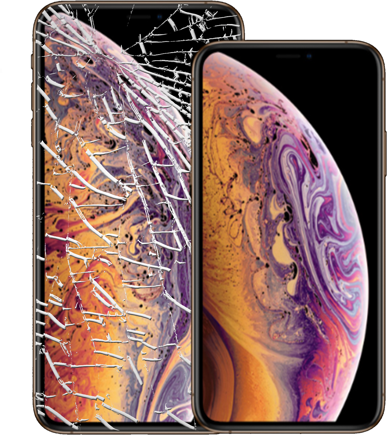 Broken Iphone - Iphone X Screen Vs Xs (2550x3300), Png Download