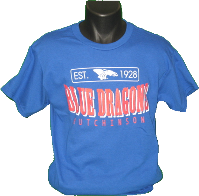 100% Cotton Royal Tee Blue Dragons Stamped In Red On - Active Shirt (720x737), Png Download