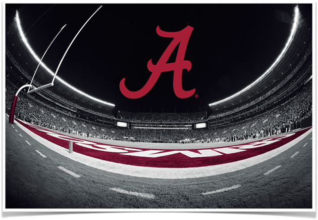 Alabama Crimson Tide Bryant-denny‰ã¢ End Zone Fisheye - Alabama Crimson Tide Mouse Pads (800x800), Png Download