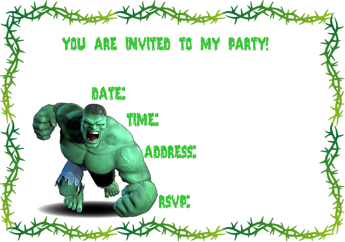 Http - //www - Creativeprintables - Org/free Incredible - Birthday Invitation Template With Hulk (1100x773), Png Download
