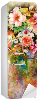 Abstract Colorful Flowers Watercolor Painting - Bouquet (400x400), Png Download