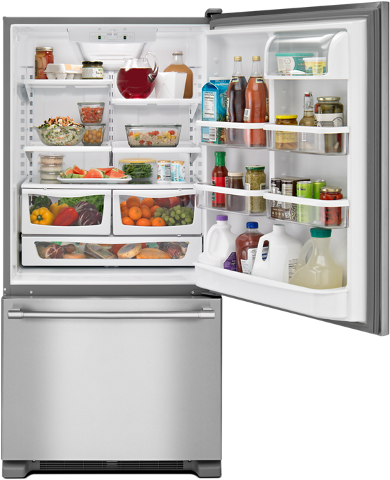 P150646 48z Sclp - Maytag Bottom Freezer Fridge (585x848), Png Download