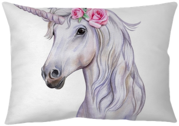 Unicorn With A Wreath Of Flowers - Water Color Unicorn Png (400x400), Png Download