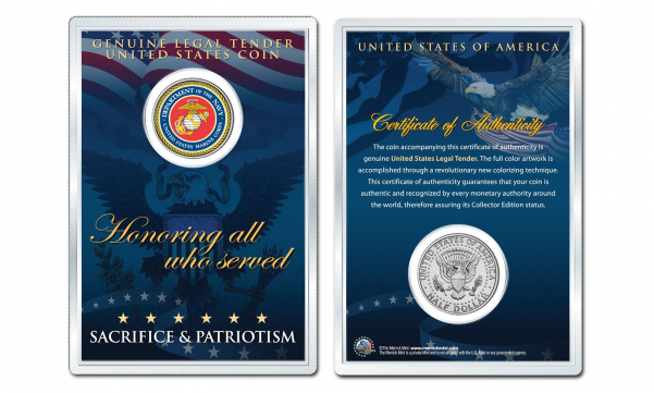 United States Marine Corps Emblem Jfk Kennedy Half - Coin (600x600), Png Download