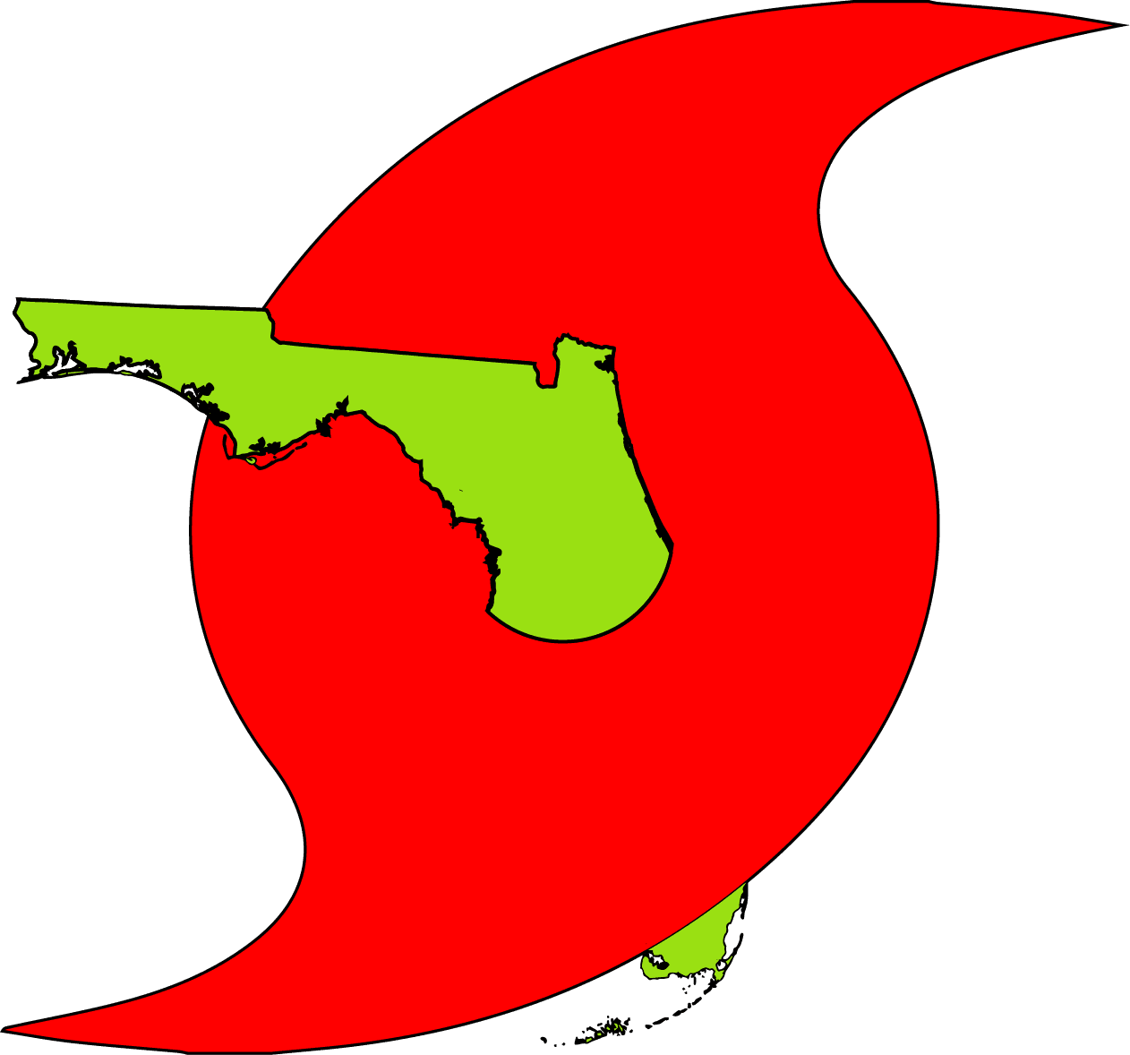 Free Download Awareness Symbol With Fl - Hurricane Symbol Over Florida (1262x1178), Png Download