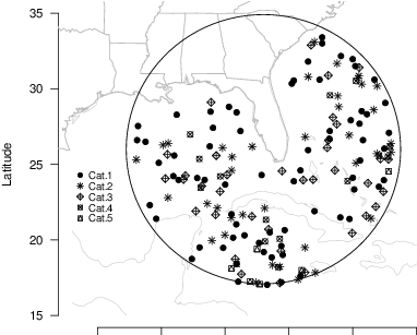 Florida Threat Zone And Locations Of The Strongest - Saffir–simpson Scale (397x317), Png Download