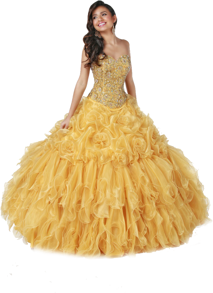 Gown Clipart Yellow Dress - Quinceanera Dresses Disney (730x1095), Png Download