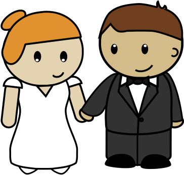 Image Of Bride And Groom Clipart - Cartoon Marriage Transparent (378x362), Png Download