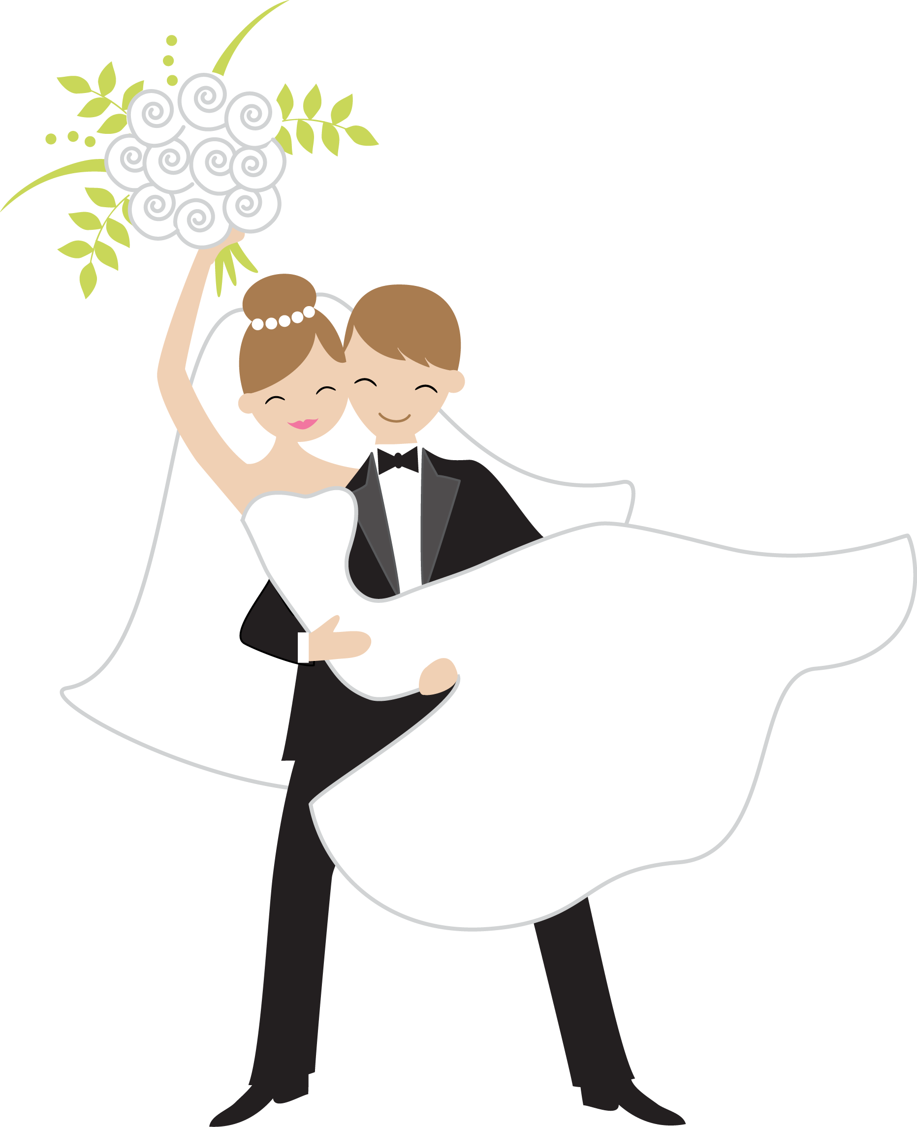 Bride Throwing The Bouquet - Novios Boda Vector Png (1302x1600), Png Download