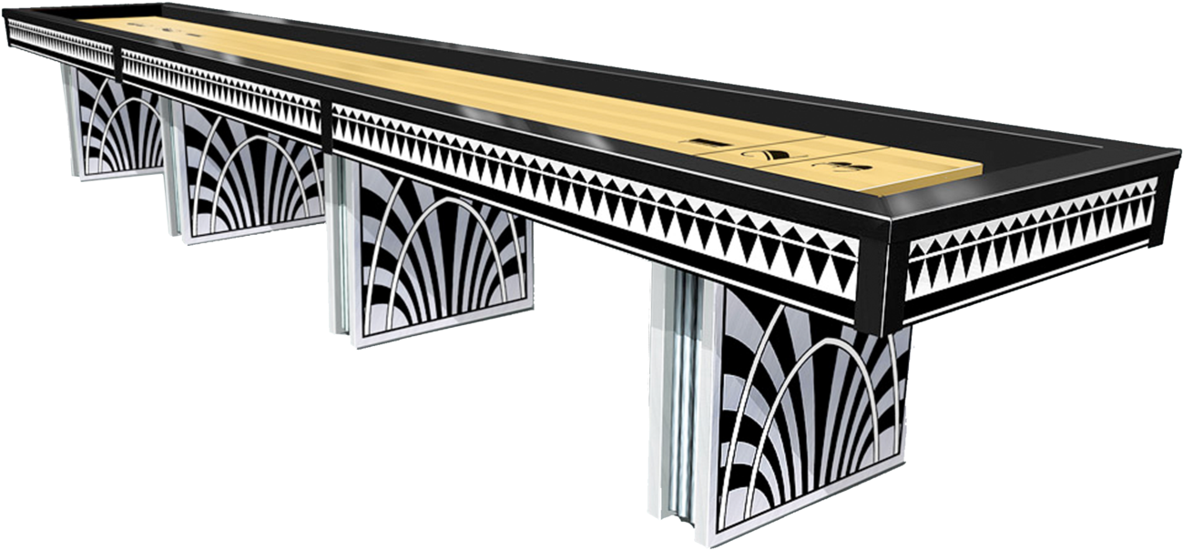 Olhausen Art Deco Shuffleboard Table Stock - Art Deco Pool Table (1400x913), Png Download