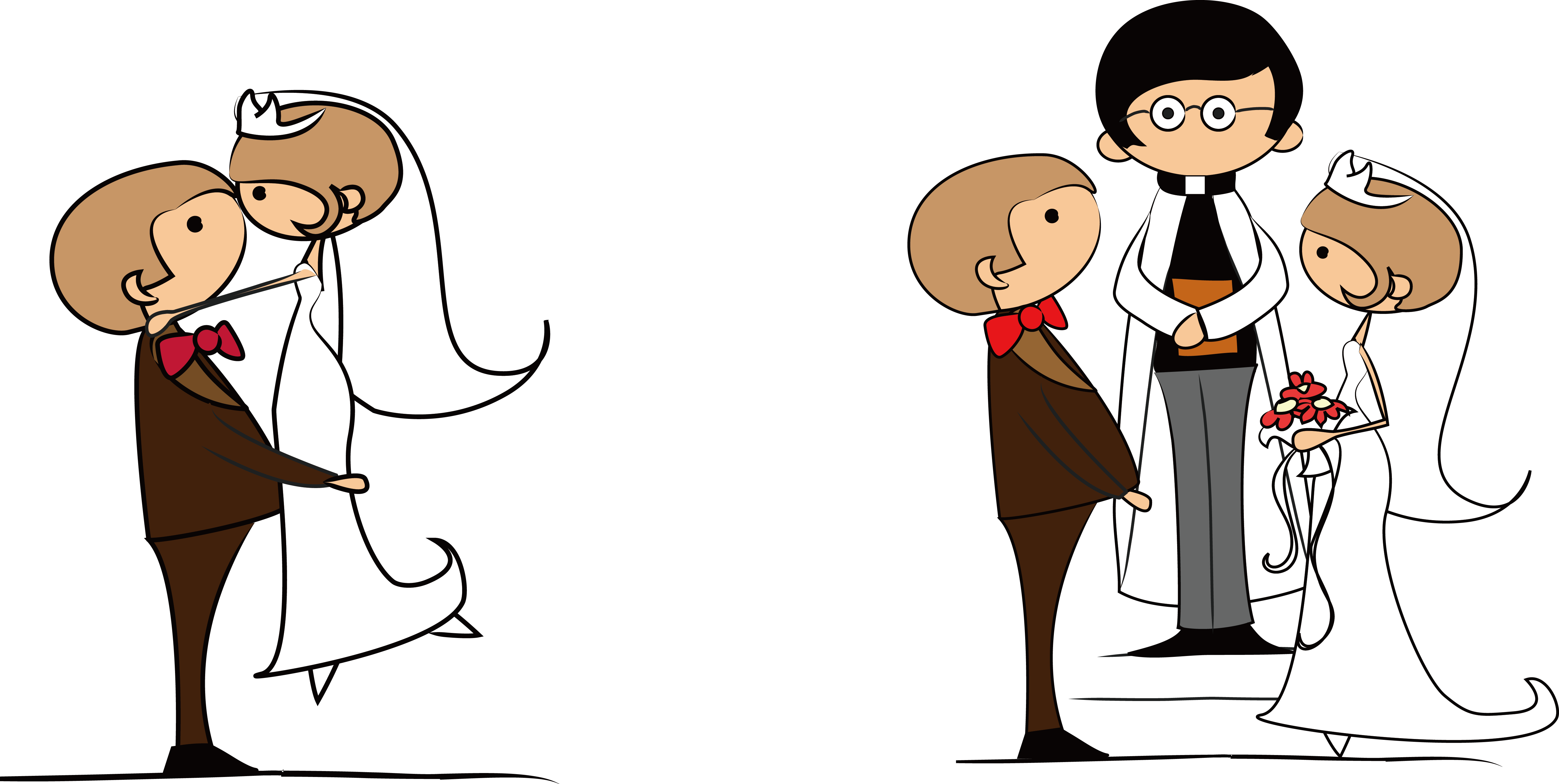 Groom Clipart Bridal Groom - Couple Wedding Clip Arts Png (5540x2787), Png Download