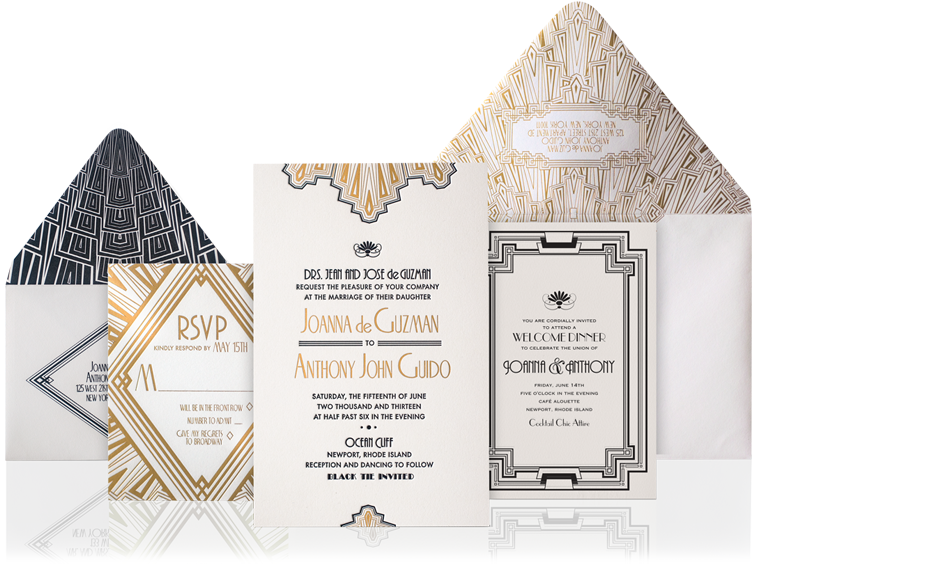 Art Deco Luxury Wedding Invitation Suite - Art Deco Design Layout (934x585), Png Download