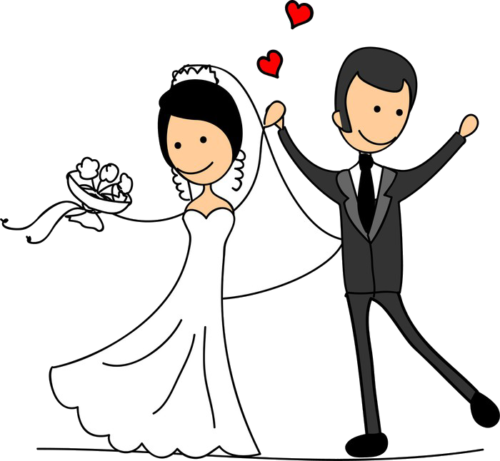My Wife And I Got Married Here And We Know Its The - Clipart Bride And Groom (500x461), Png Download