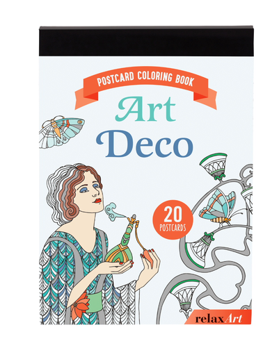 Postcard Coloring Book, Art Deco - Illustration (500x500), Png Download
