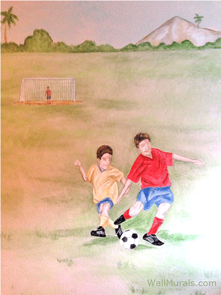 Soccer Wall Mural - Painting (800x600), Png Download