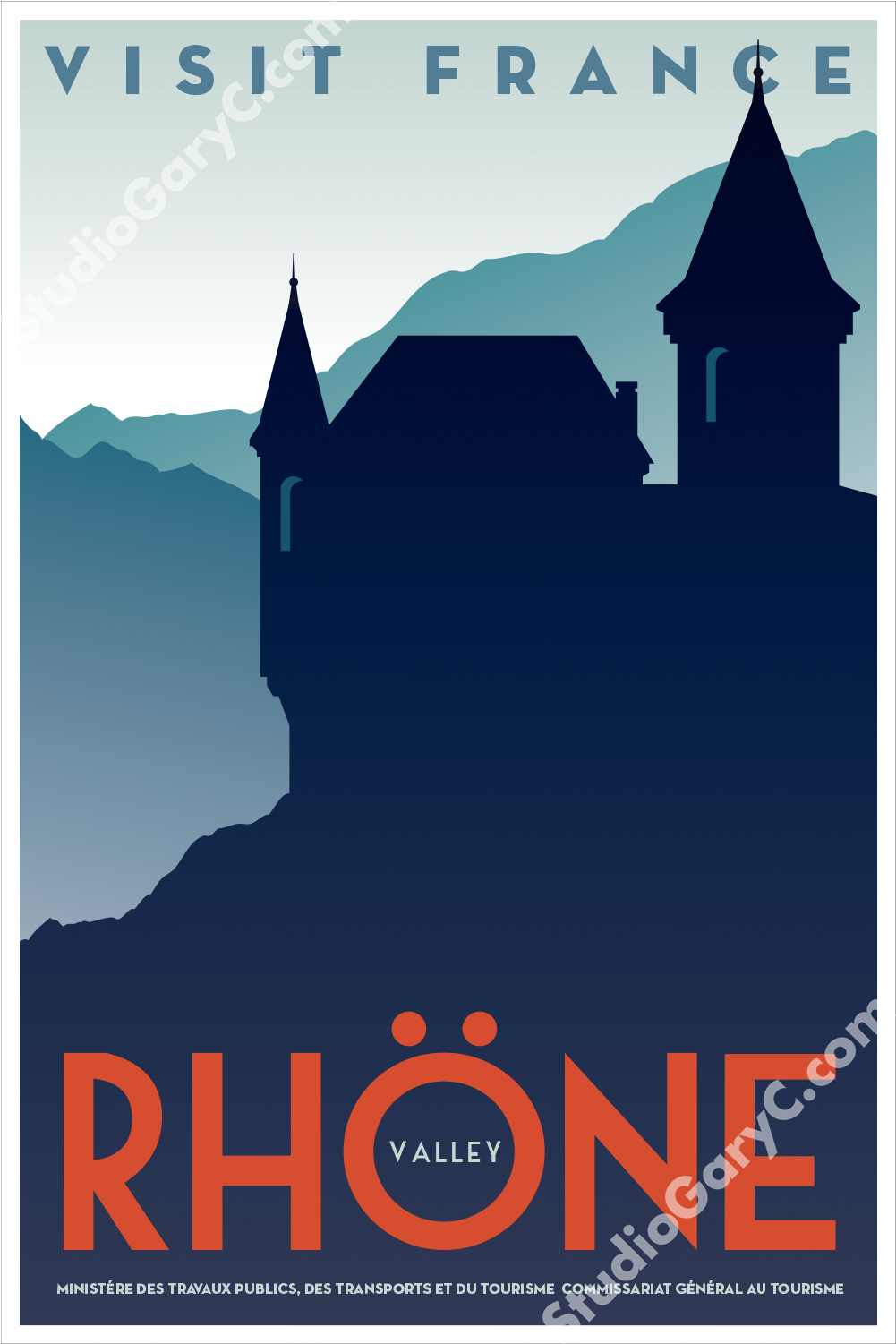 Art Deco Rhone Valley Travel Poster - Art Deco (1500x1500), Png Download