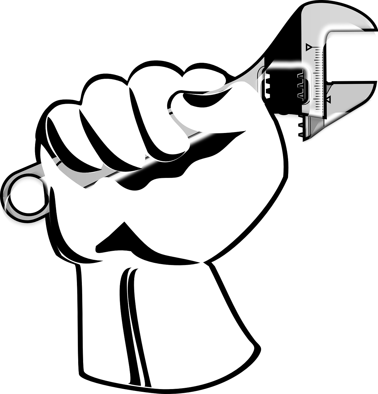 Hand Wrench - Maintenance Clipart Black And White (691x720), Png Download