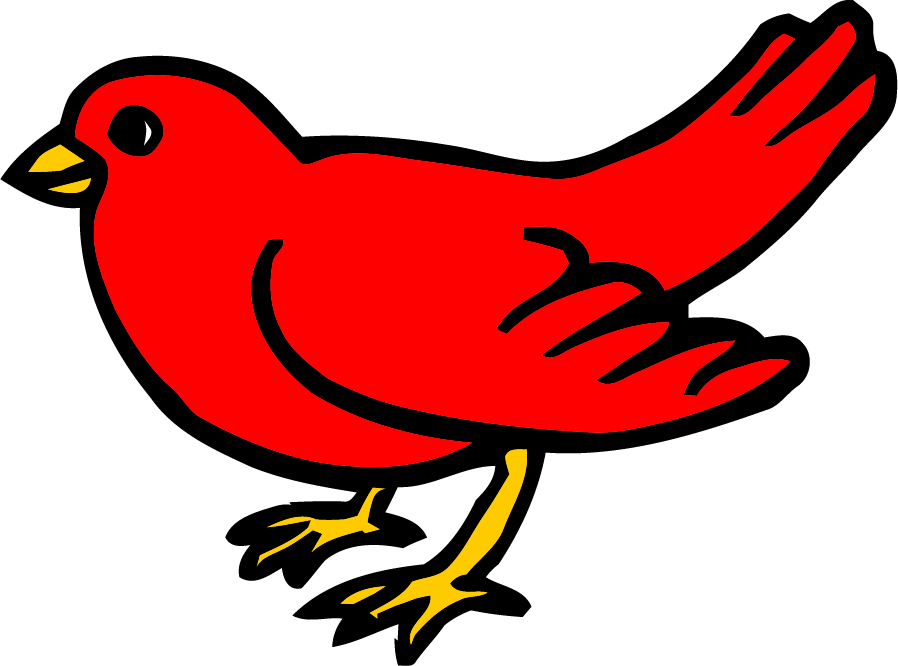 Red Small Bird Clipart Png - Red Bird Clipart (898x666), Png Download