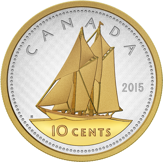 Canadian Dime 2015 (570x570), Png Download