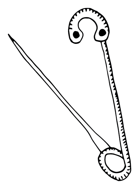 Safety Pin Cut - Monochrome (482x655), Png Download
