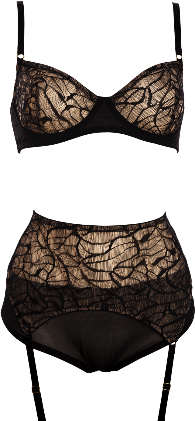 Goliath Webbed Soft Cup Bra, Suspender Belt & Deep - Jasmine Stacey Lingerie (1000x1457), Png Download