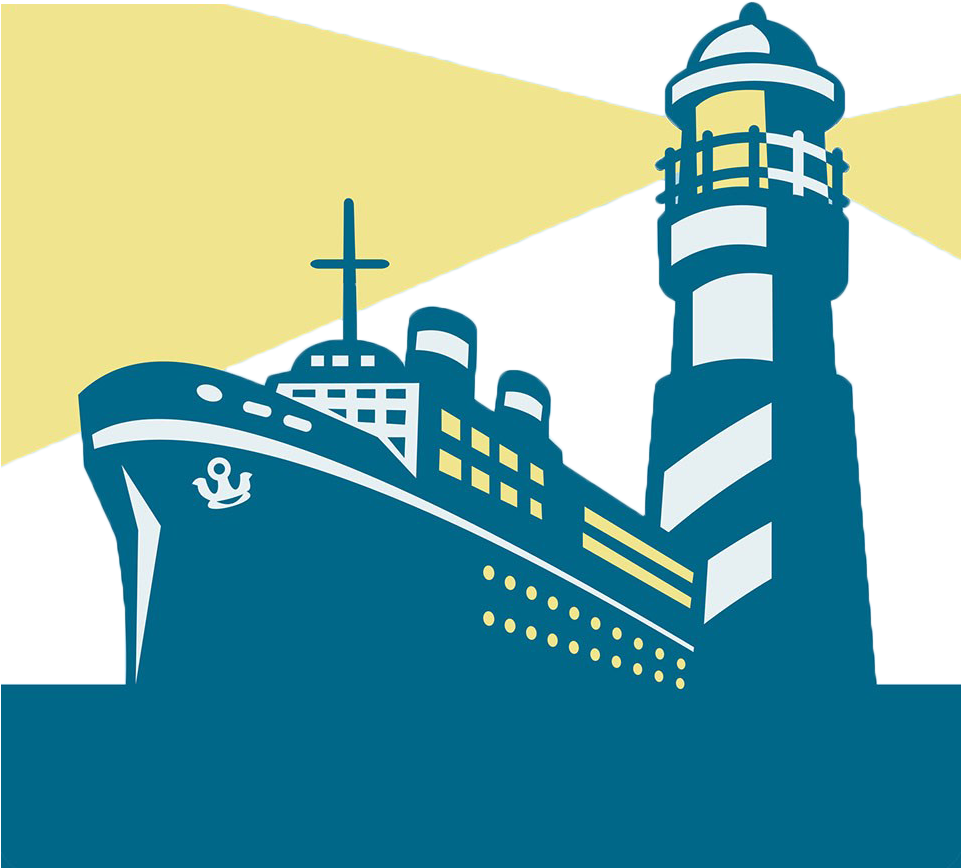 Cargo Ship Lighthouse Boat Clip Art - Lighthouse And Ship Png (961x868), Png Download